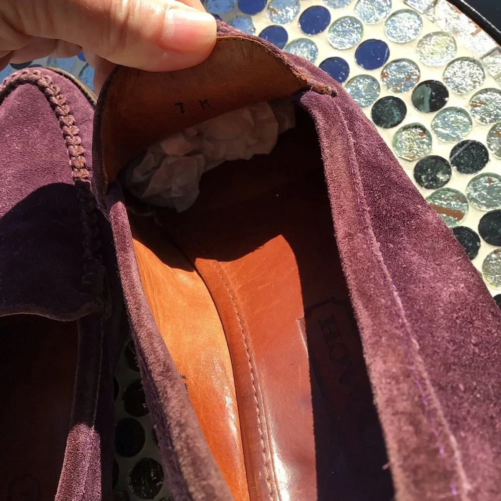 Vintage Coach Womens Suede Loafers in Deep Burgundy - Classic Slip-On Style - Picture 12 of 14